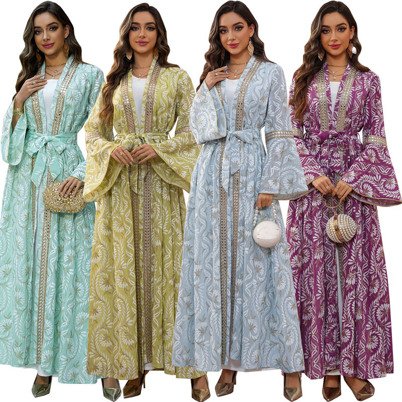 2PCS 이슬람 여성 드레스 두바이 Abaya Kaft - Embroidery Kebaya 리뷰 및 가격