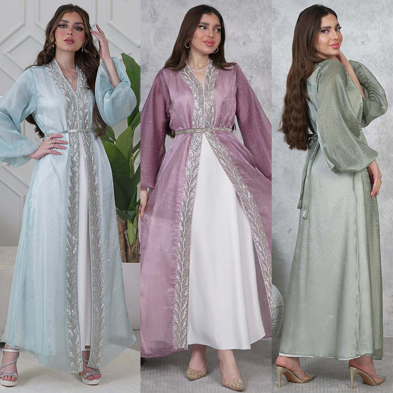 2PCS 이슬람 여성 드레스 두바이 Abaya Kaft - Embroidery Kebaya 리뷰 및 가격