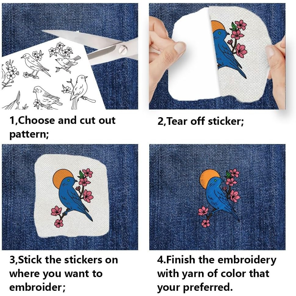 4장 48개 수용성 자수 패턴 손바느질 안정제 자수 스 - Embroidery Meaning 리뷰 및 가격
