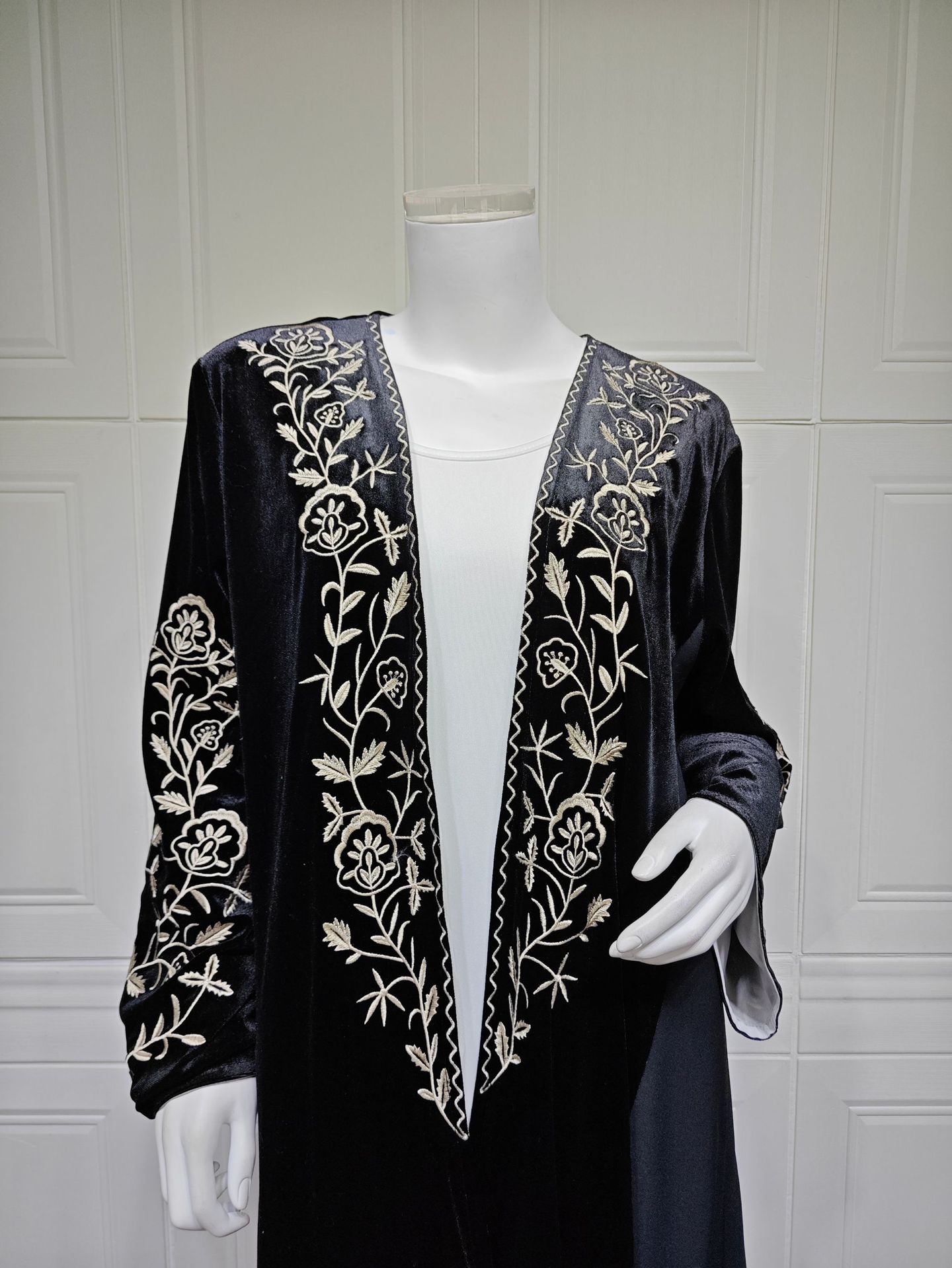 벨벳 오픈 아바야 두바이 카프탄 여성 무슬림 자수 드레 - Embroidery Kebaya 리뷰 및 가격