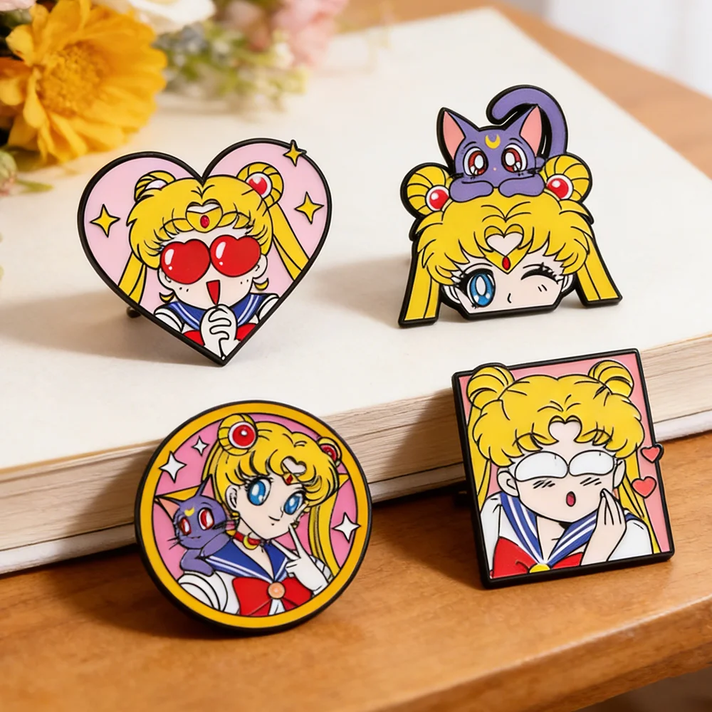 4개 세트, 세일러 문 하트 모양 에나멜 뱃지, 만화  - Embroidery Reddit 리뷰 및 가격